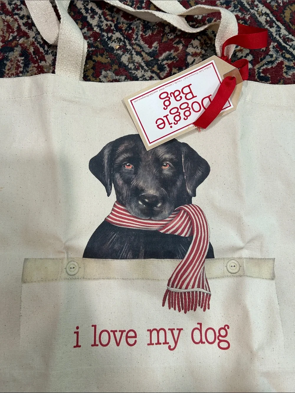 I Love My Dog Canvas Tote Bag with Black LnWT! ab  Print - Beige